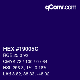 Color code: HEX #19005C | qconv.com