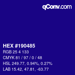 Color code: HEX #190485 | qconv.com