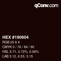 Color code: HEX #190604 | qconv.com