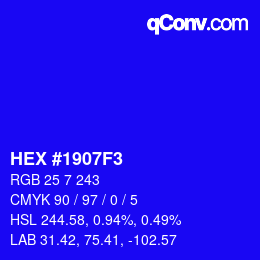 Color code: HEX #1907F3 | qconv.com