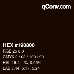 カラーコード: HEX #190800 | qconv.com