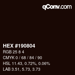 Color code: HEX #190804 | qconv.com