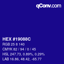 颜色代码: HEX #19088C | qconv.com