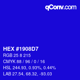 Color code: HEX #1908D7 | qconv.com