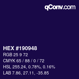 Color code: HEX #190948 | qconv.com