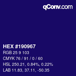Color code: HEX #190967 | qconv.com
