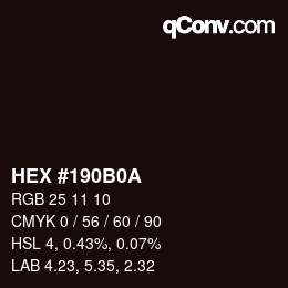 Color code: HEX #190B0A | qconv.com