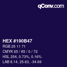 Color code: HEX #190B47 | qconv.com