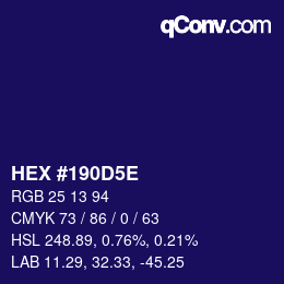 Color code: HEX #190D5E | qconv.com
