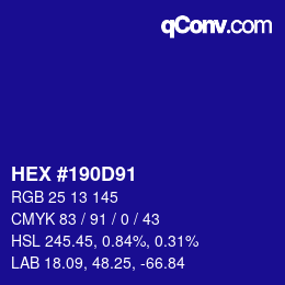 Color code: HEX #190D91 | qconv.com