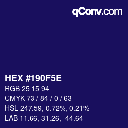 Color code: HEX #190F5E | qconv.com