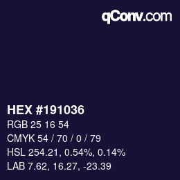 Color code: HEX #191036 | qconv.com