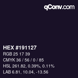 颜色代码: HEX #191127 | qconv.com