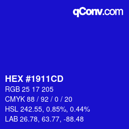 Código de color: HEX #1911CD | qconv.com