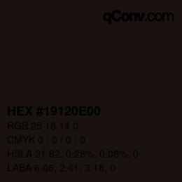 Color code: HEX #19120E00 | qconv.com