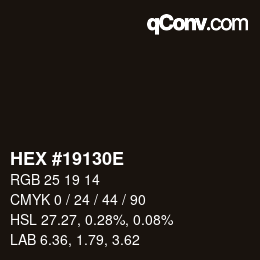 Color code: HEX #19130E | qconv.com