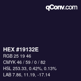 Color code: HEX #19132E | qconv.com