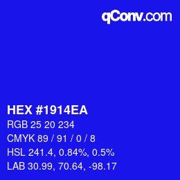 Color code: HEX #1914EA | qconv.com