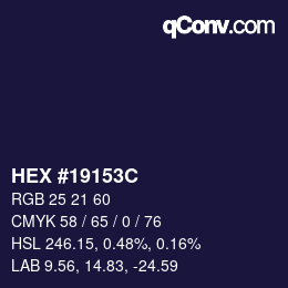 Color code: HEX #19153C | qconv.com