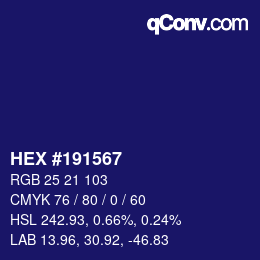 颜色代码: HEX #191567 | qconv.com