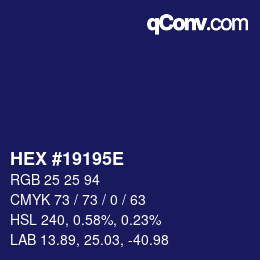 Color code: HEX #19195E | qconv.com