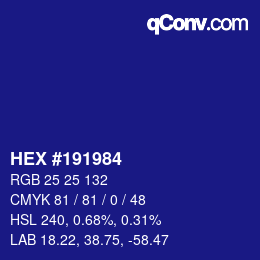 Color code: HEX #191984 | qconv.com