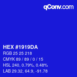 カラーコード: HEX #1919DA | qconv.com