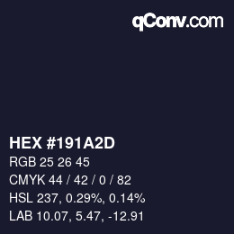 Farbcode: HEX #191A2D | qconv.com