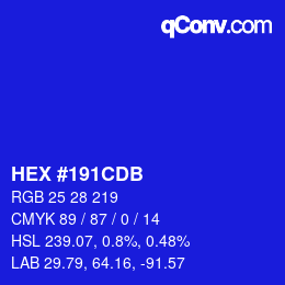 Color code: HEX #191CDB | qconv.com