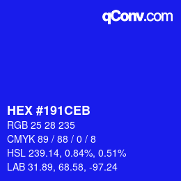 Código de color: HEX #191CEB | qconv.com