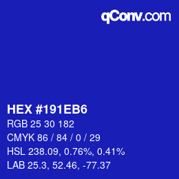 カラーコード: HEX #191EB6 | qconv.com