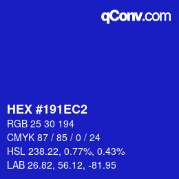 カラーコード: HEX #191EC2 | qconv.com