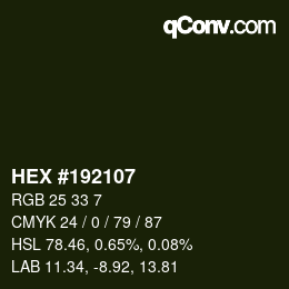 カラーコード: HEX #192107 | qconv.com