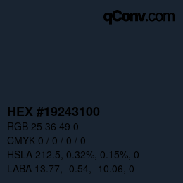 颜色代码: HEX #19243100 | qconv.com