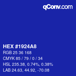 カラーコード: HEX #1924A8 | qconv.com