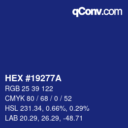 Color code: HEX #19277A | qconv.com