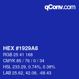 Color code: HEX #1929A8 | qconv.com