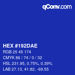 Color code: HEX #192DAE | qconv.com