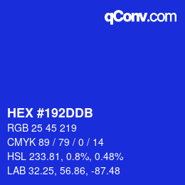 カラーコード: HEX #192DDB | qconv.com