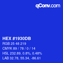Color code: HEX #1930DB | qconv.com