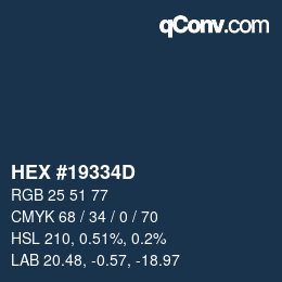颜色代码: HEX #19334D | qconv.com