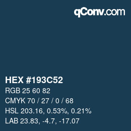 颜色代码: HEX #193C52 | qconv.com