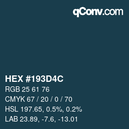 Color code: HEX #193D4C | qconv.com