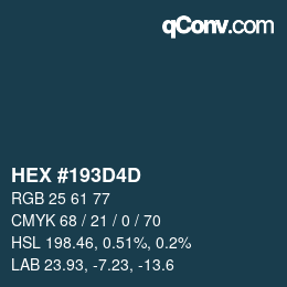 Color code: HEX #193D4D | qconv.com