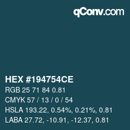 Farbcode: HEX #194754CE | qconv.com