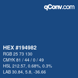 カラーコード: HEX #194982 | qconv.com