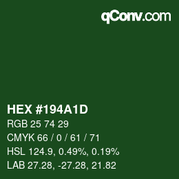 Code couleur: HEX #194A1D | qconv.com