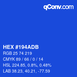 カラーコード: HEX #194ADB | qconv.com