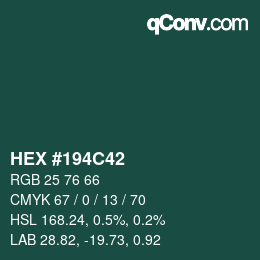 Color code: HEX #194C42 | qconv.com