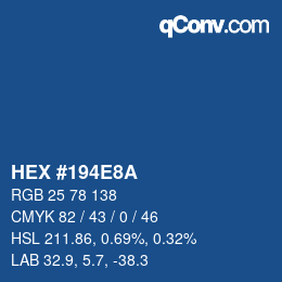 カラーコード: HEX #194E8A | qconv.com